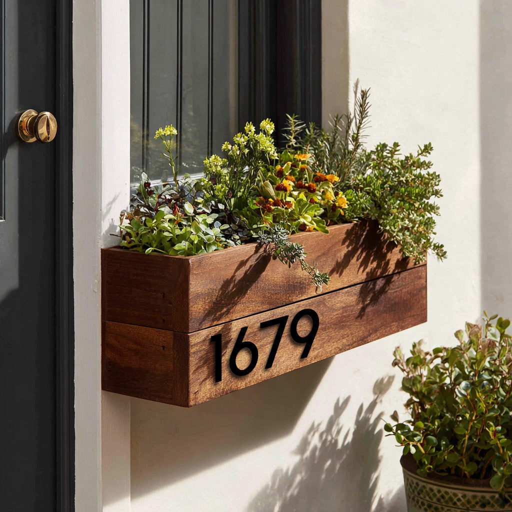 Easy DIY Planter Box with Integrated Address Plaque