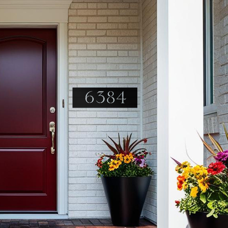 Modern farmhouse black metal address sign
