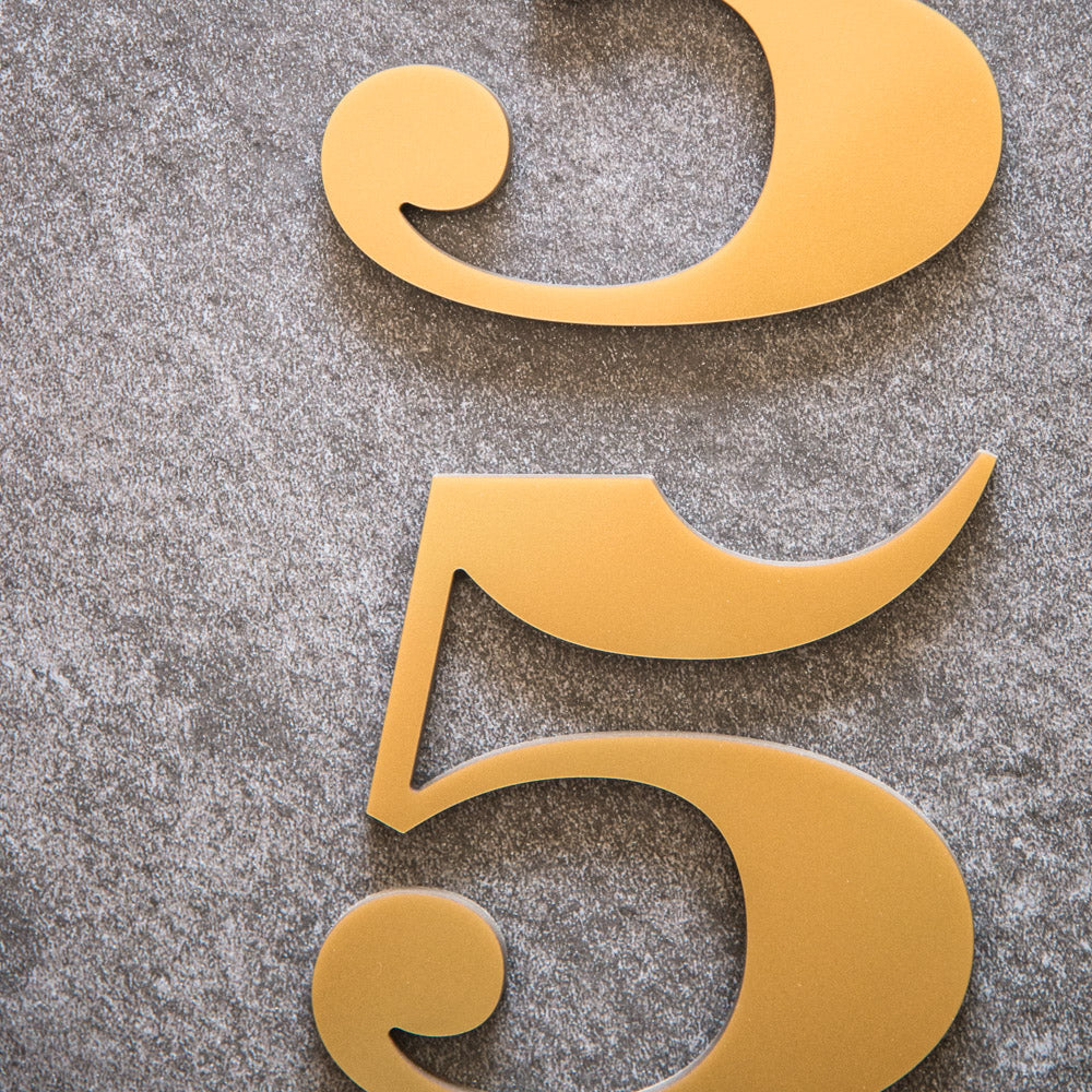 Gold house numbers in 6 inch traditional