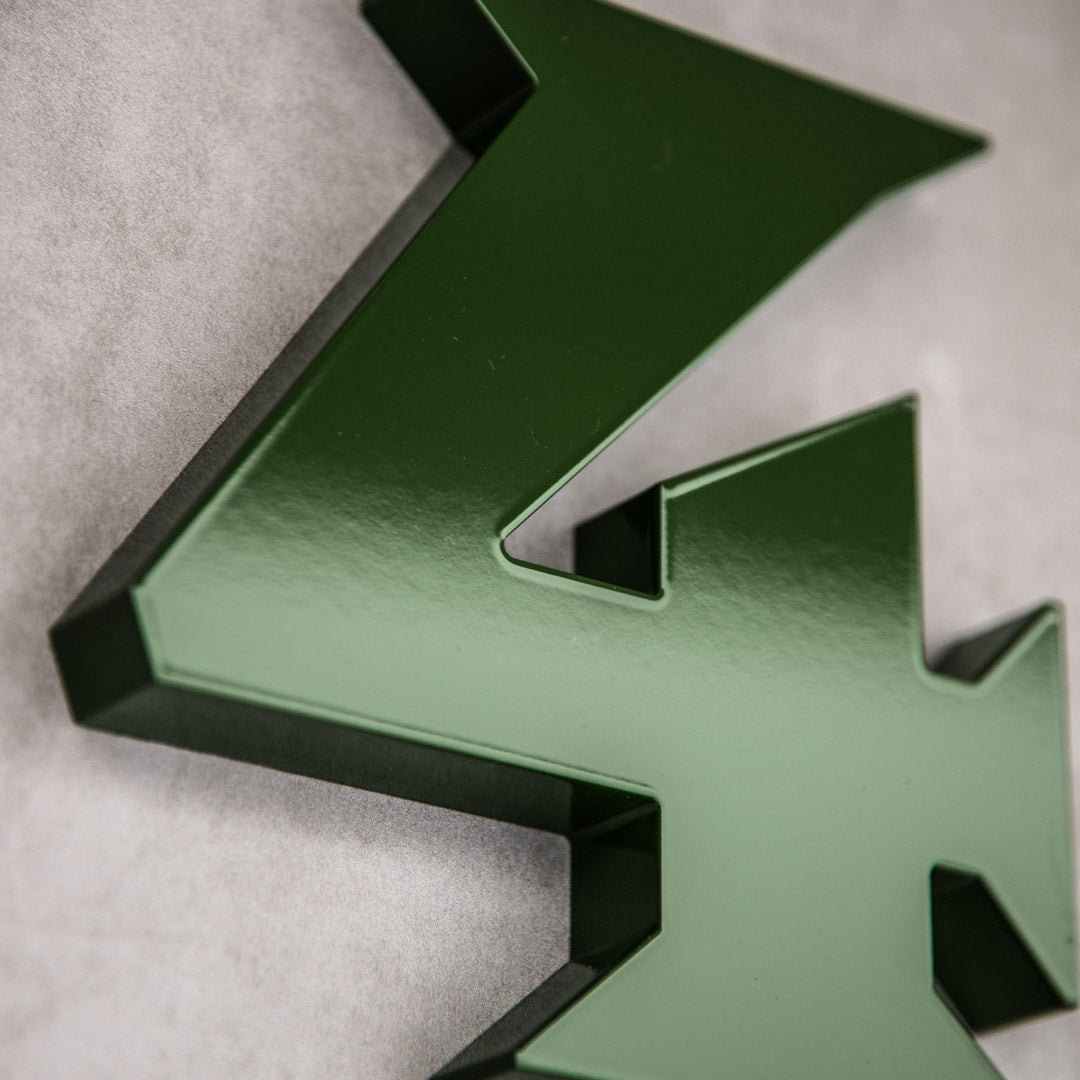 Green house numbers in a modern style