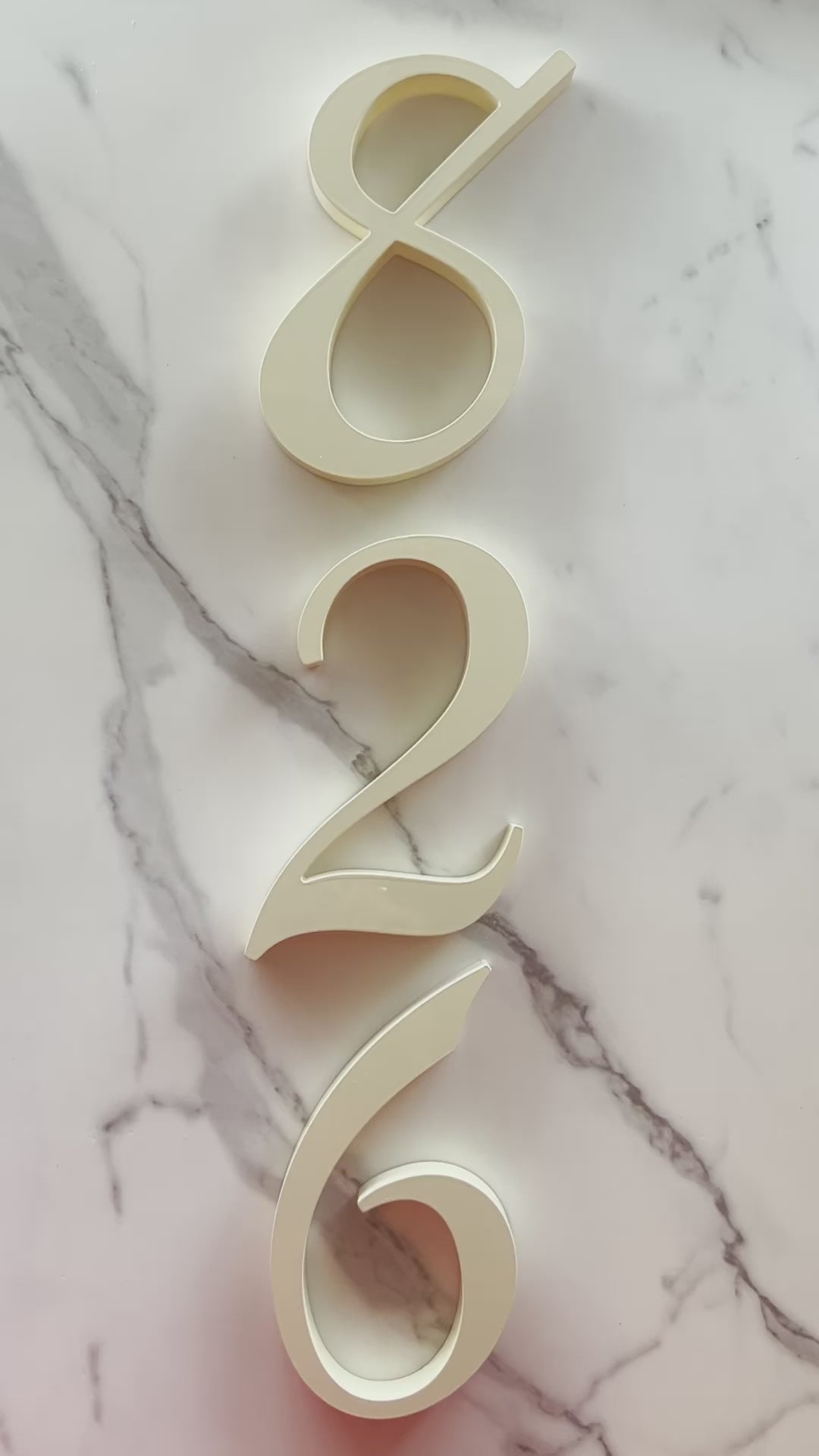 Ivory or cream beach style house numbers in 6 inch