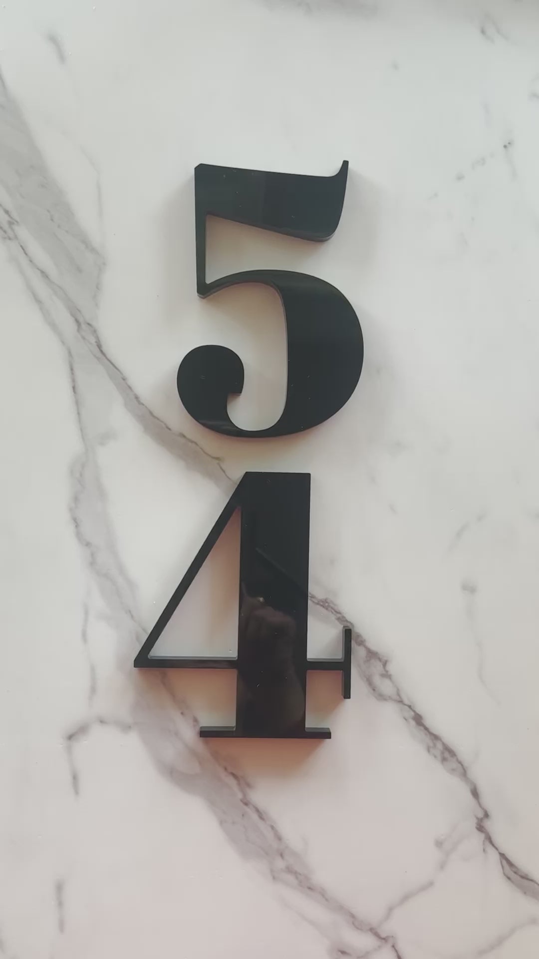black acrylic house numbers in 6 inch