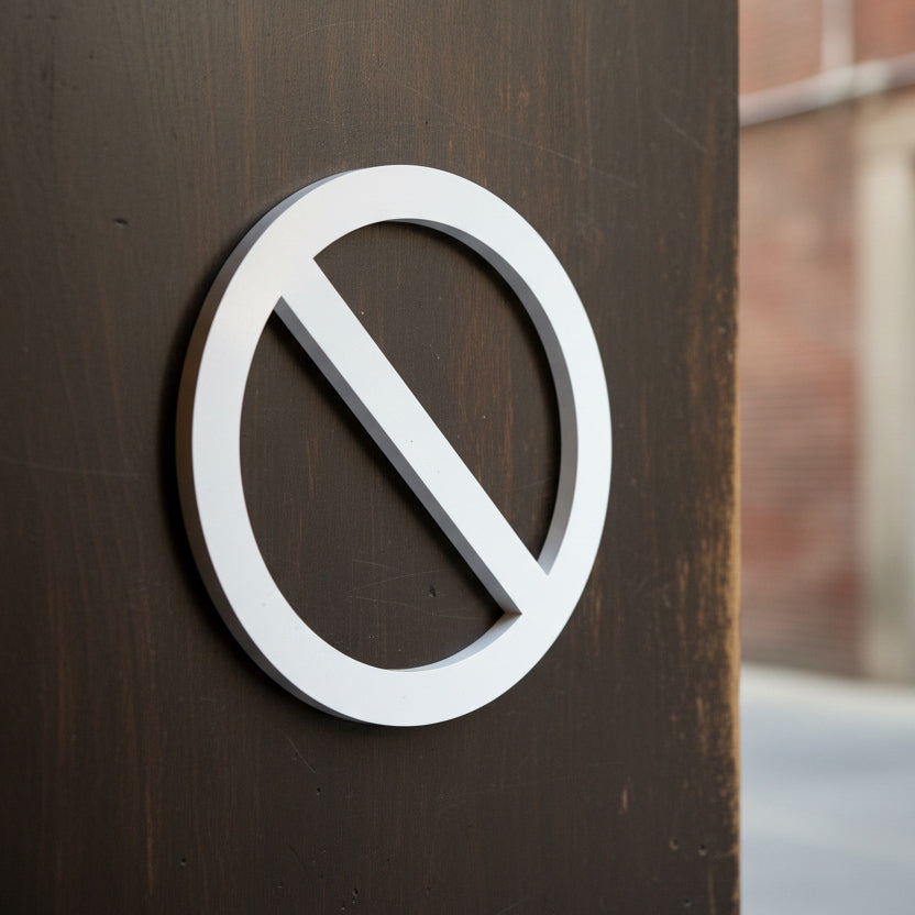 No entry sign on a wooden door