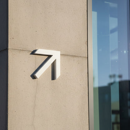 Modern building facade with a geometric design element