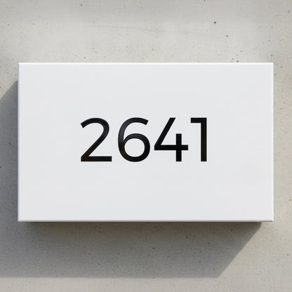 black modern style vinyl stickers on a white mailbox