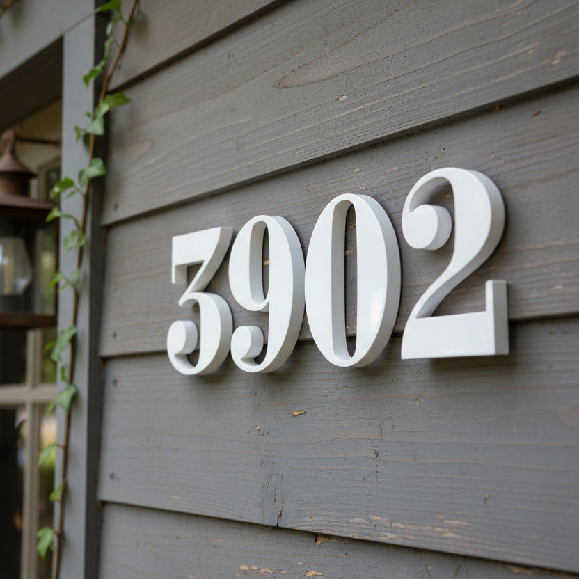 White House numbers '3902' on a wooden house exterior