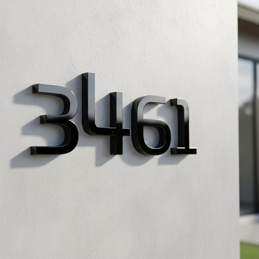 Black house numbers '3461' on a light gray wall.